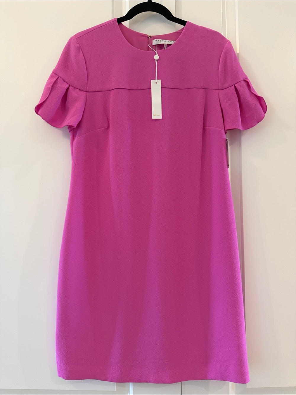 NWT Trina Turk Peony Pink Ruffle Sleeve Mini Shift Dress